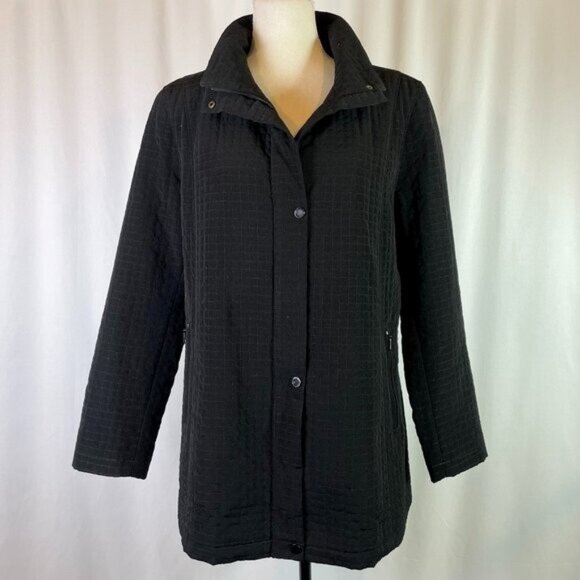 Gallery Jackets & Blazers - Gallery Quilted Stand Collar Barn Jacket Black Size L